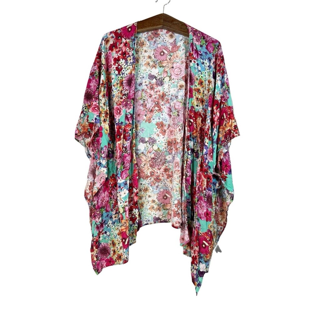 Umgee Women’s Medium/Large Multicolor Floral Kimono Duster Cardigan Boho Fairy